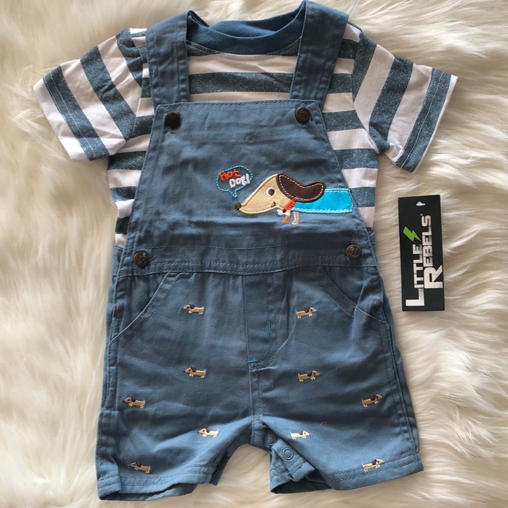 6-9M “Hot Dog” Overall Set